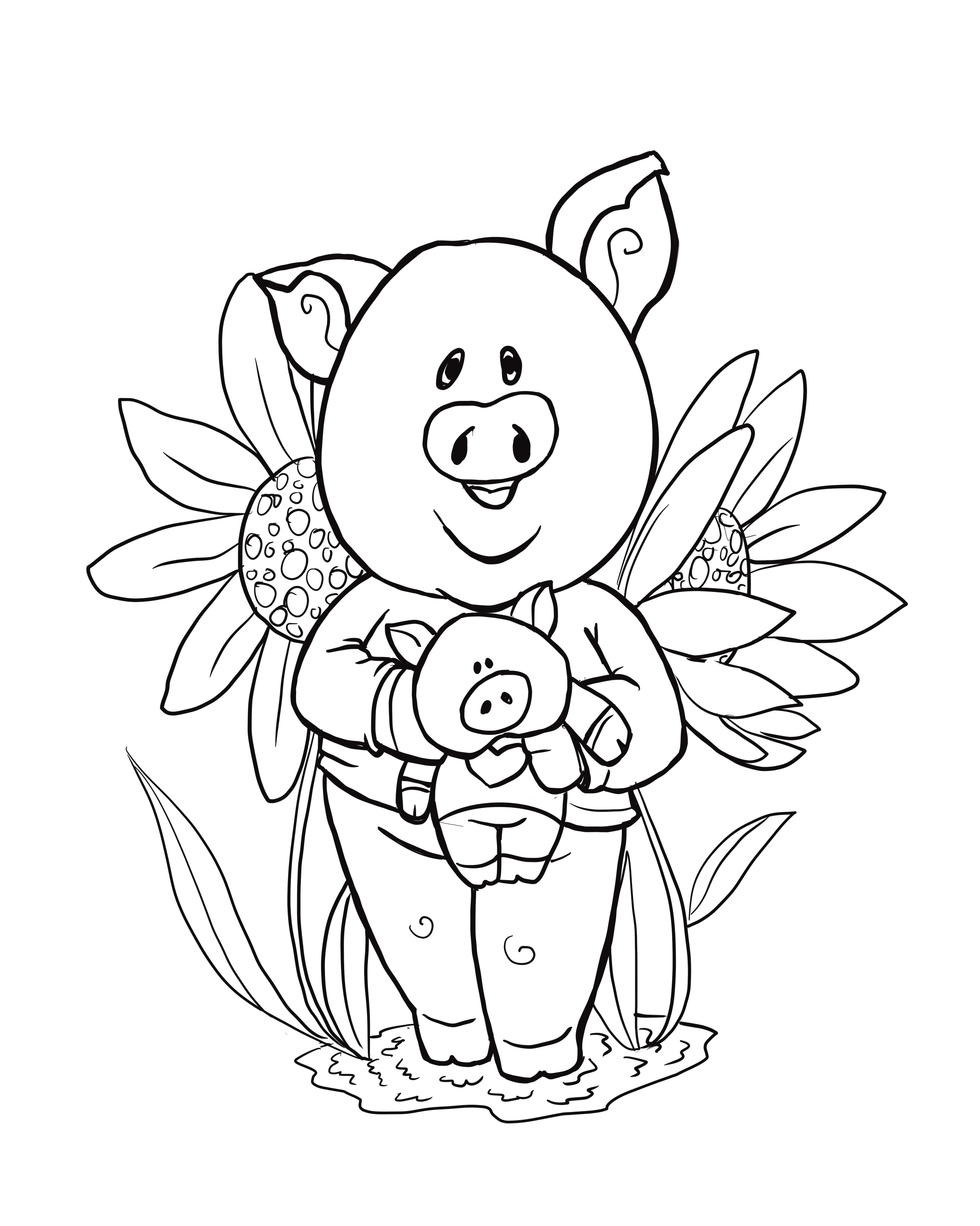 Free to Color Piggy Pals