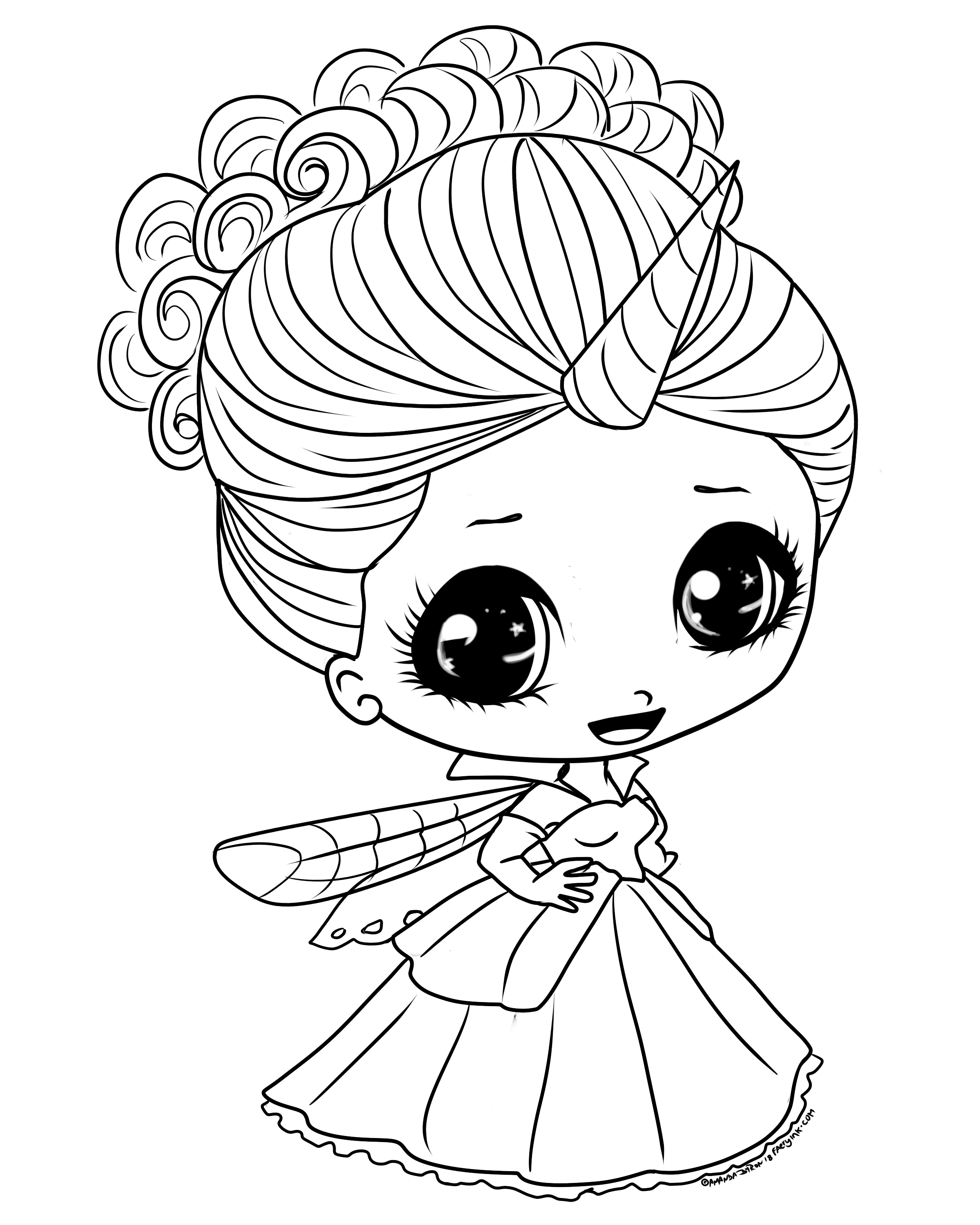 Free to Color Chibi Unicorn Fairy