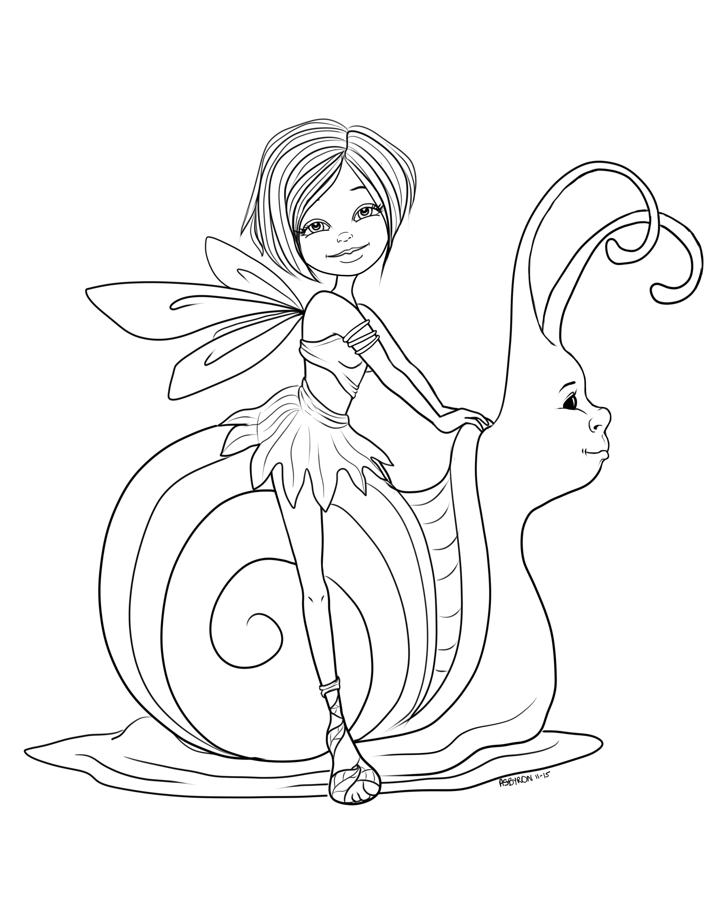 Free to Color Snail Fairy