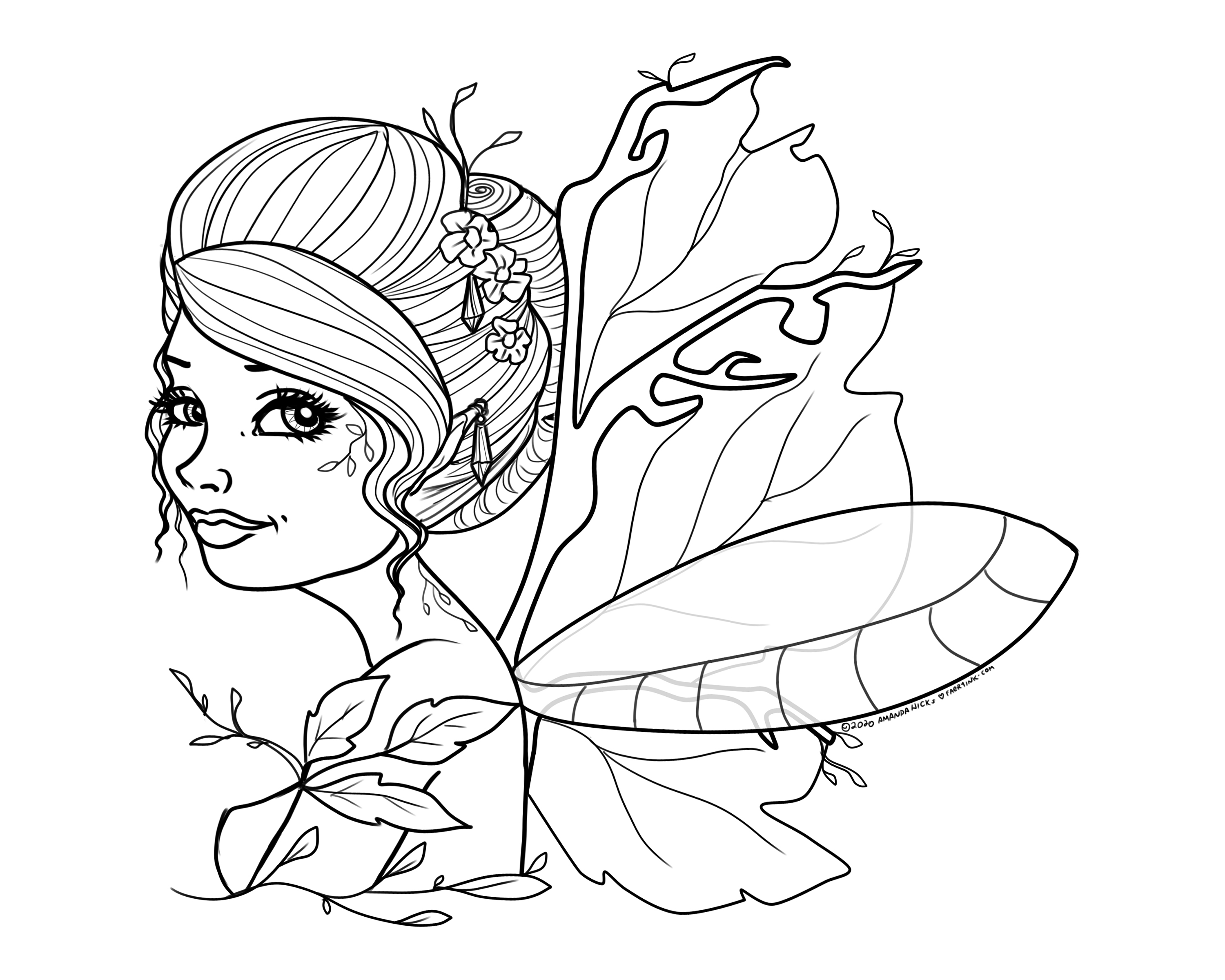 Free to Color Woodland Fairy