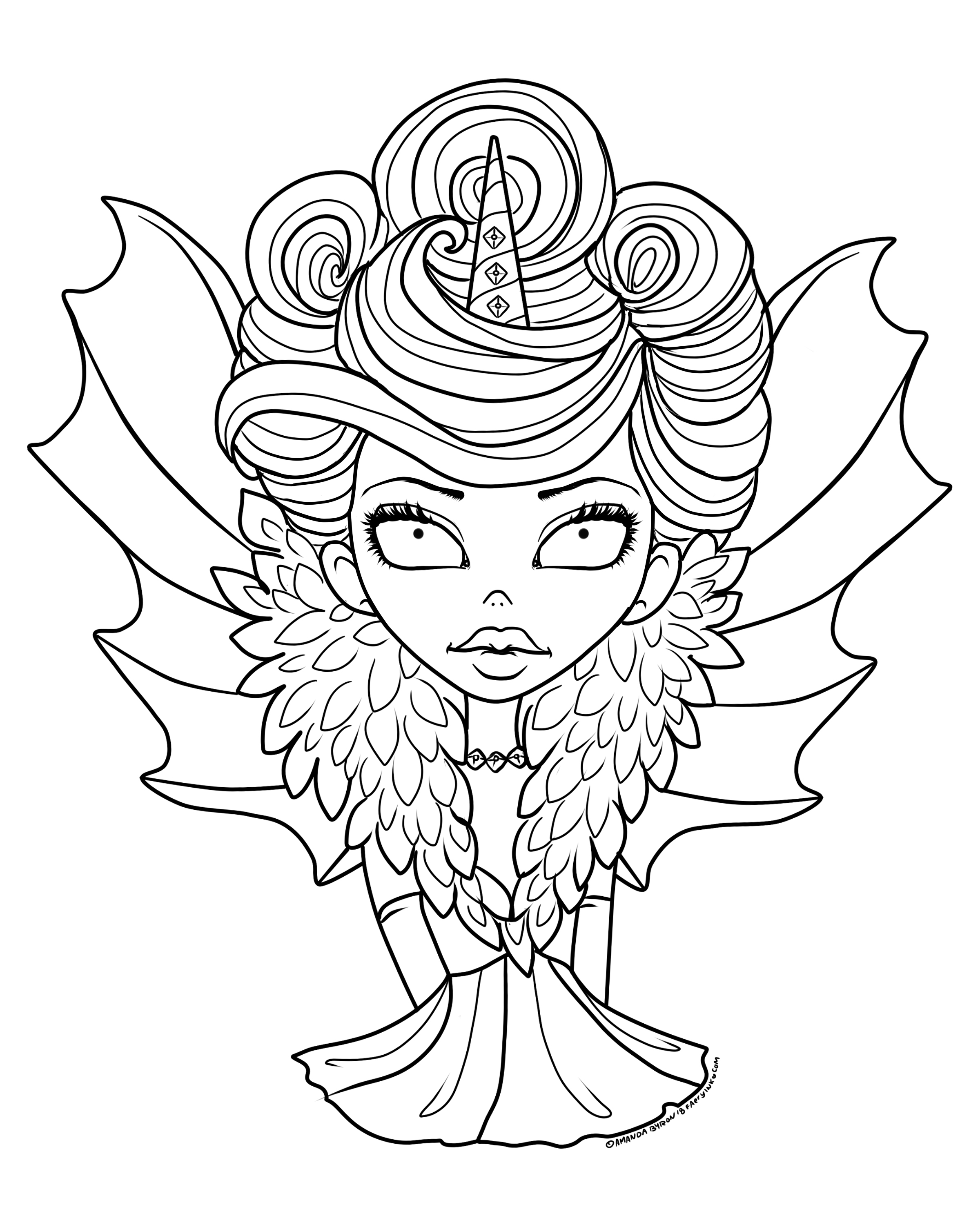 Free to Color Ophelia Unicorn Fairy