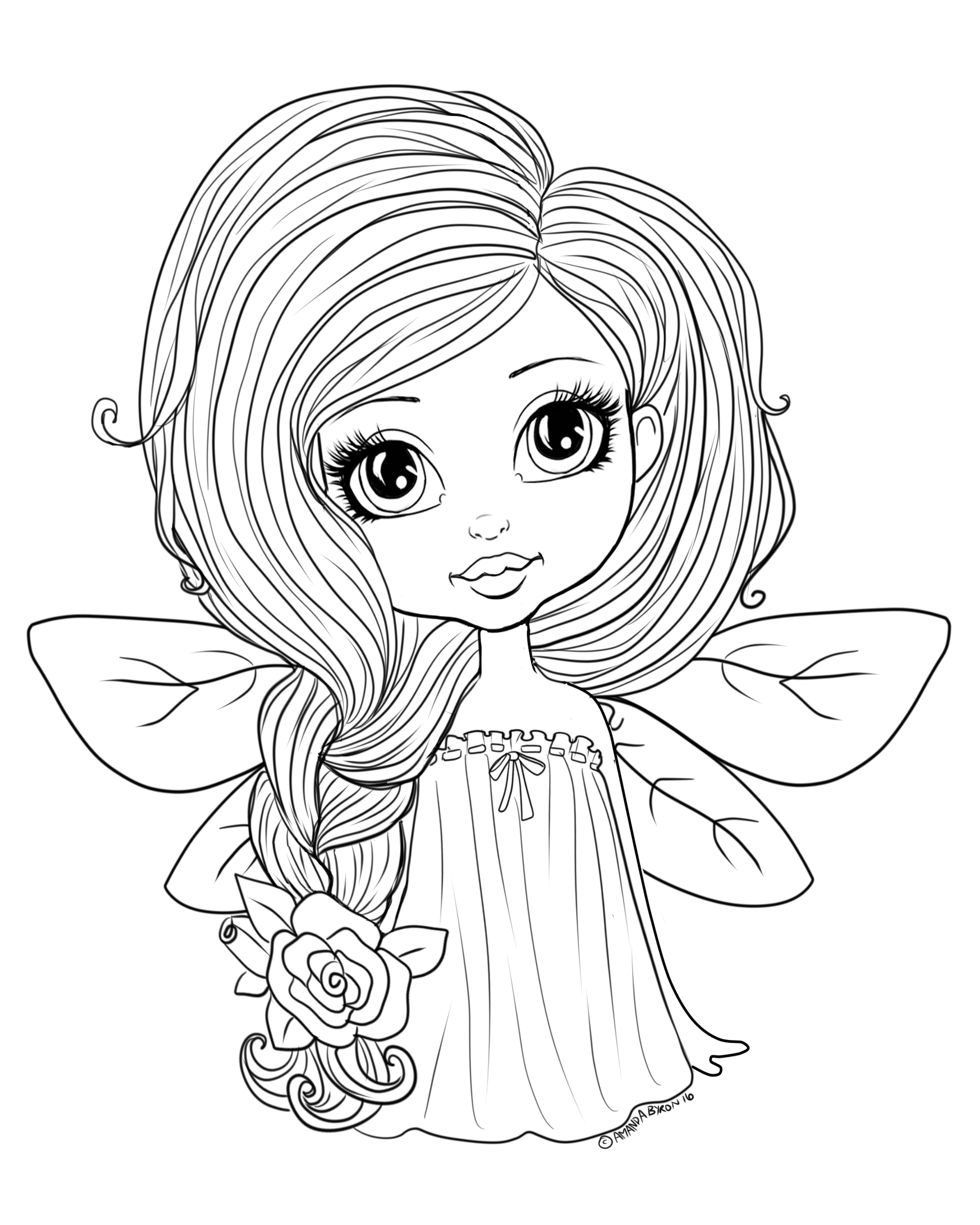 Free to Color Summer Hair Fairy