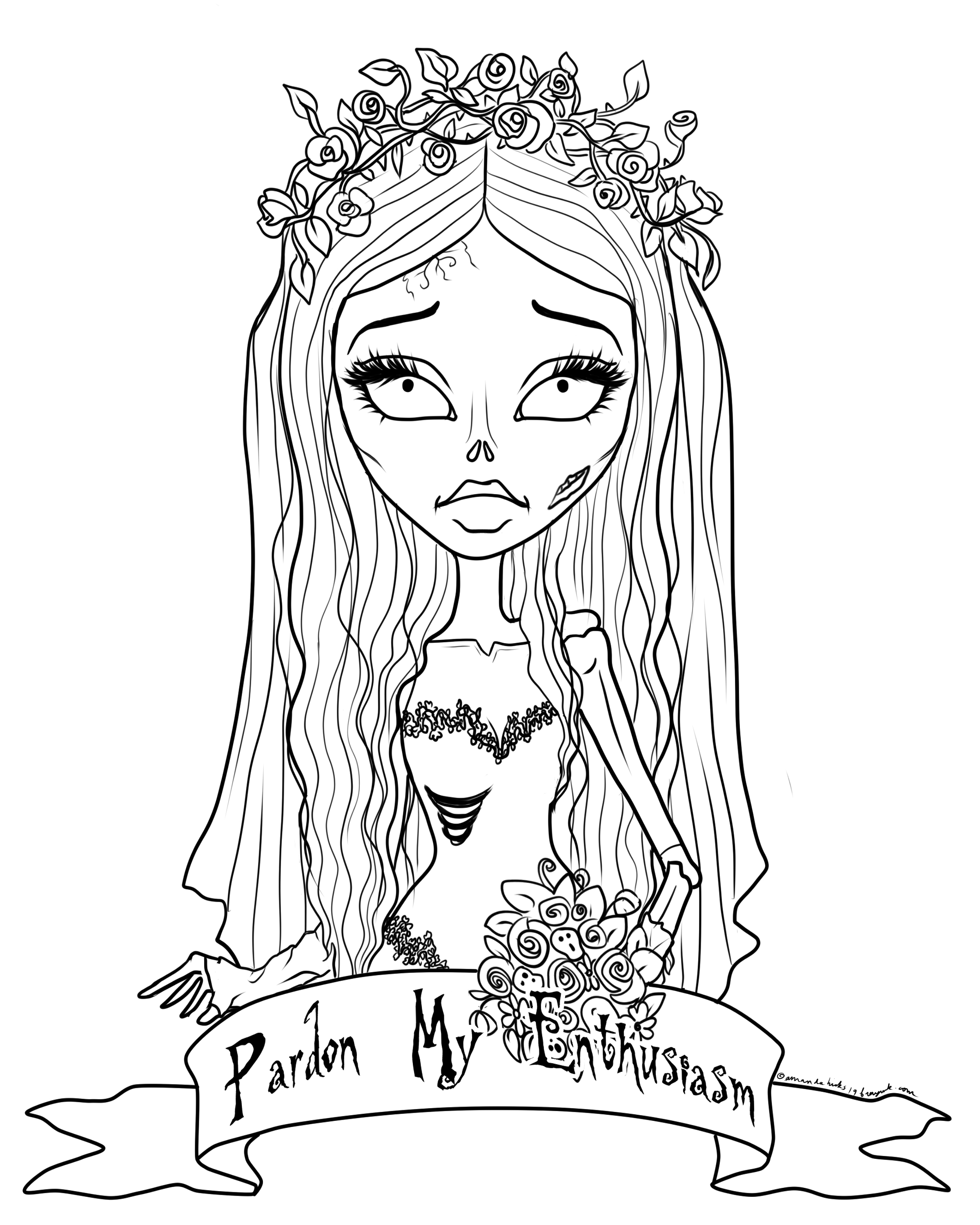 Free to Color Black Unicorn Fairy