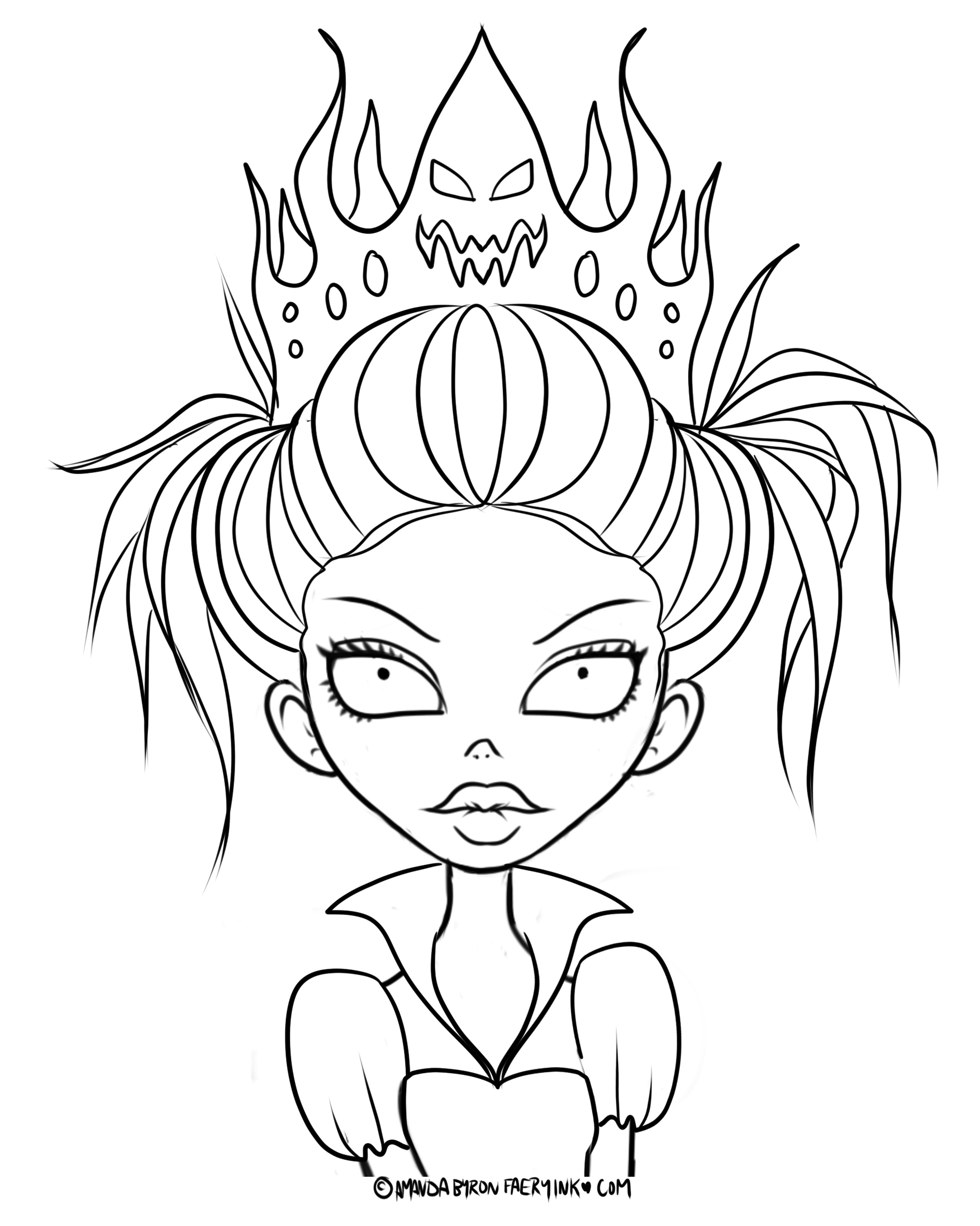 Free to Color Black Unicorn Fairy