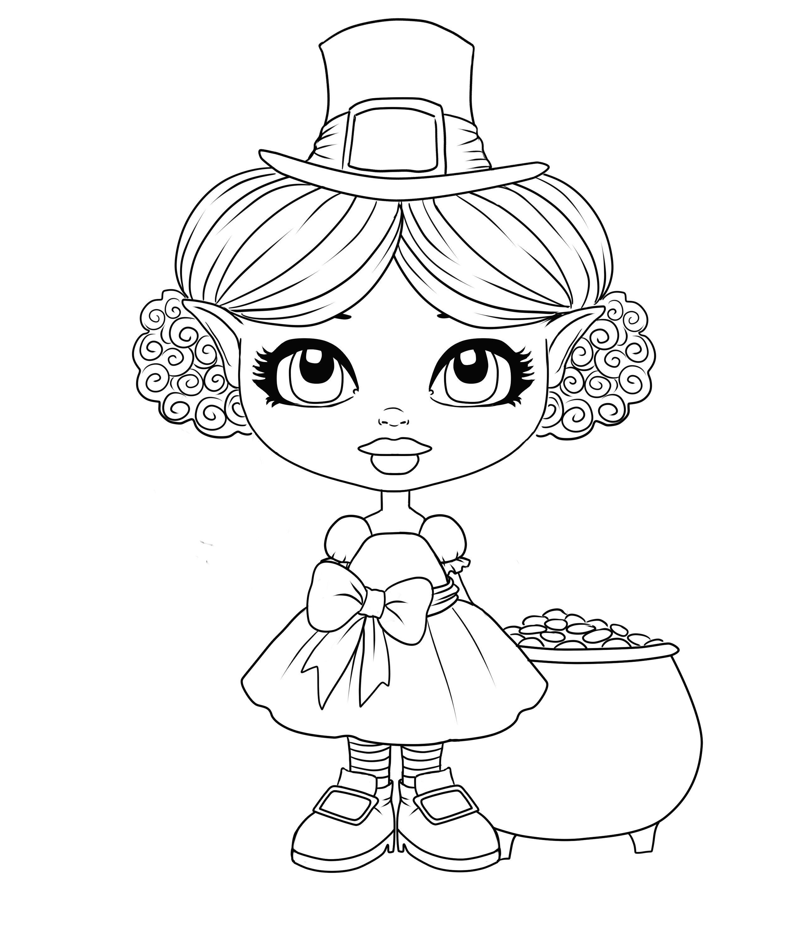Free to Color St. Patrick's Day Leprechaun Girl