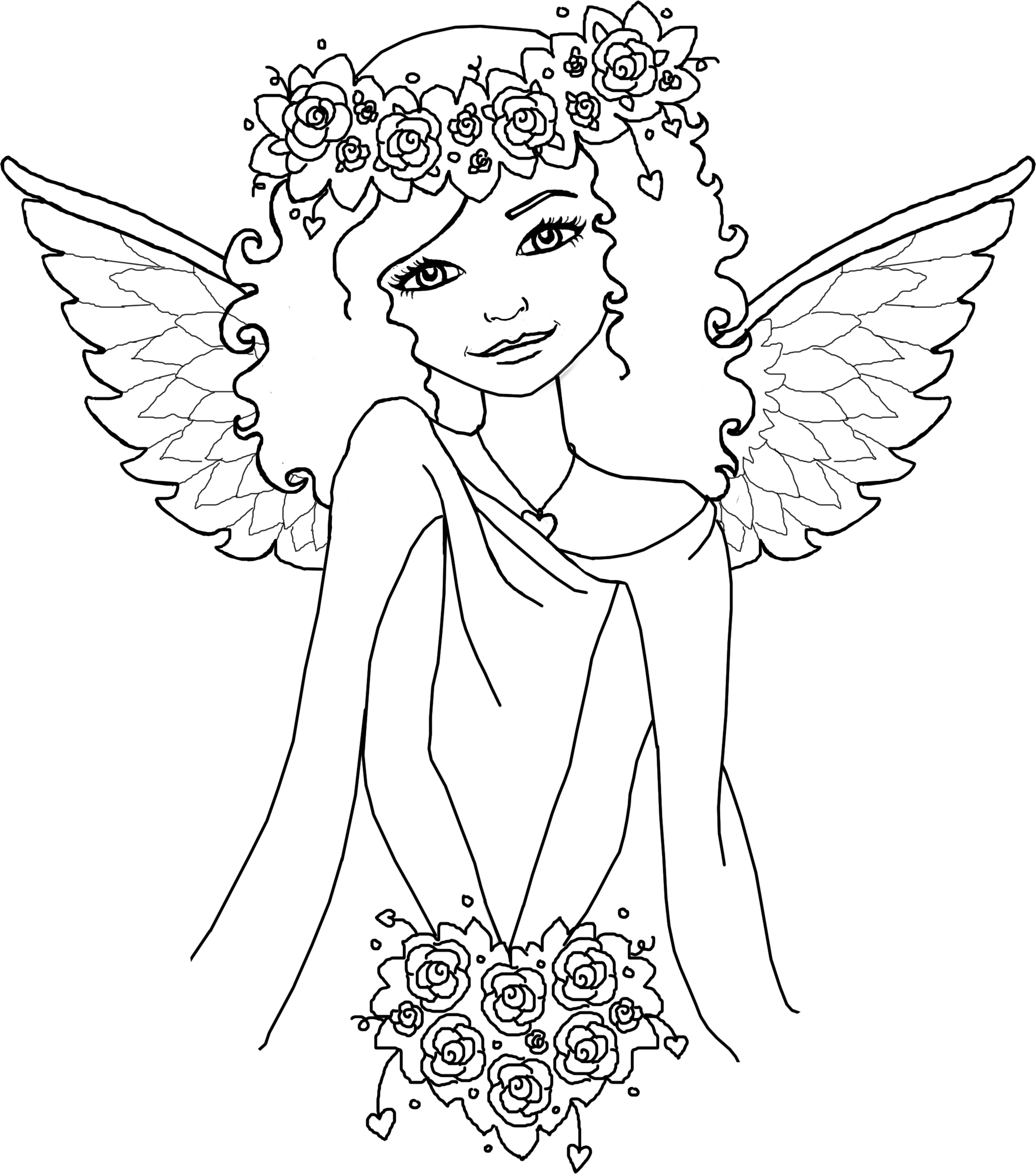Free to Color Valentine's Day Angel