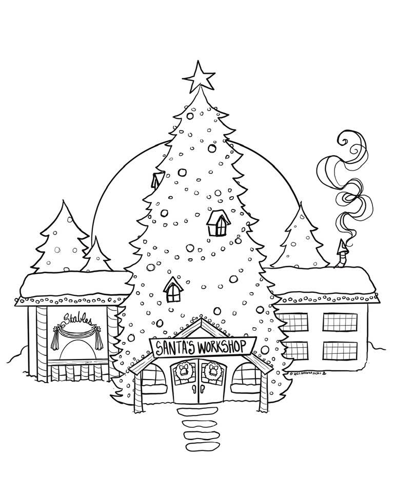 Free to Color Santa's Workshop