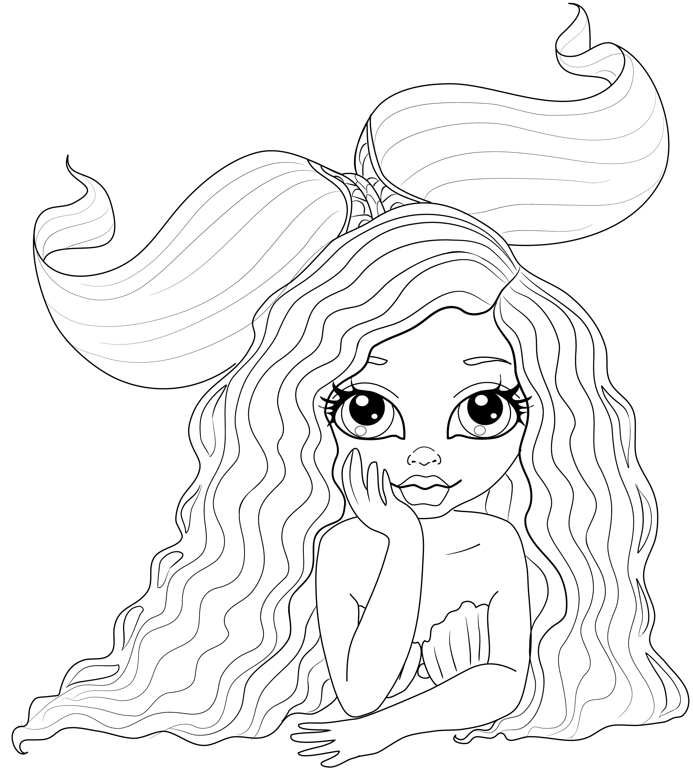 Free to Color Mermaid Chilling