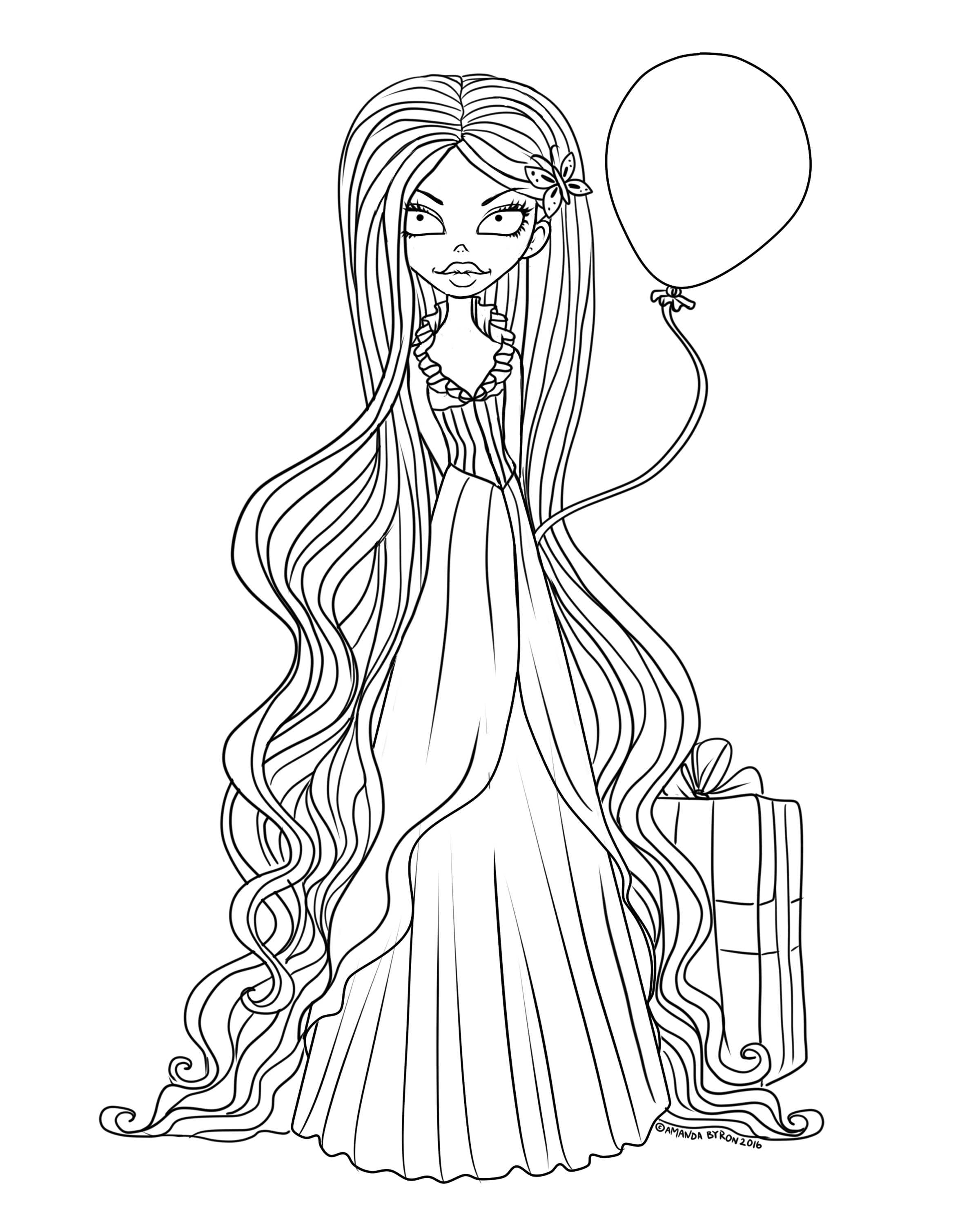 Free to Color Ophelia Birthday Gown