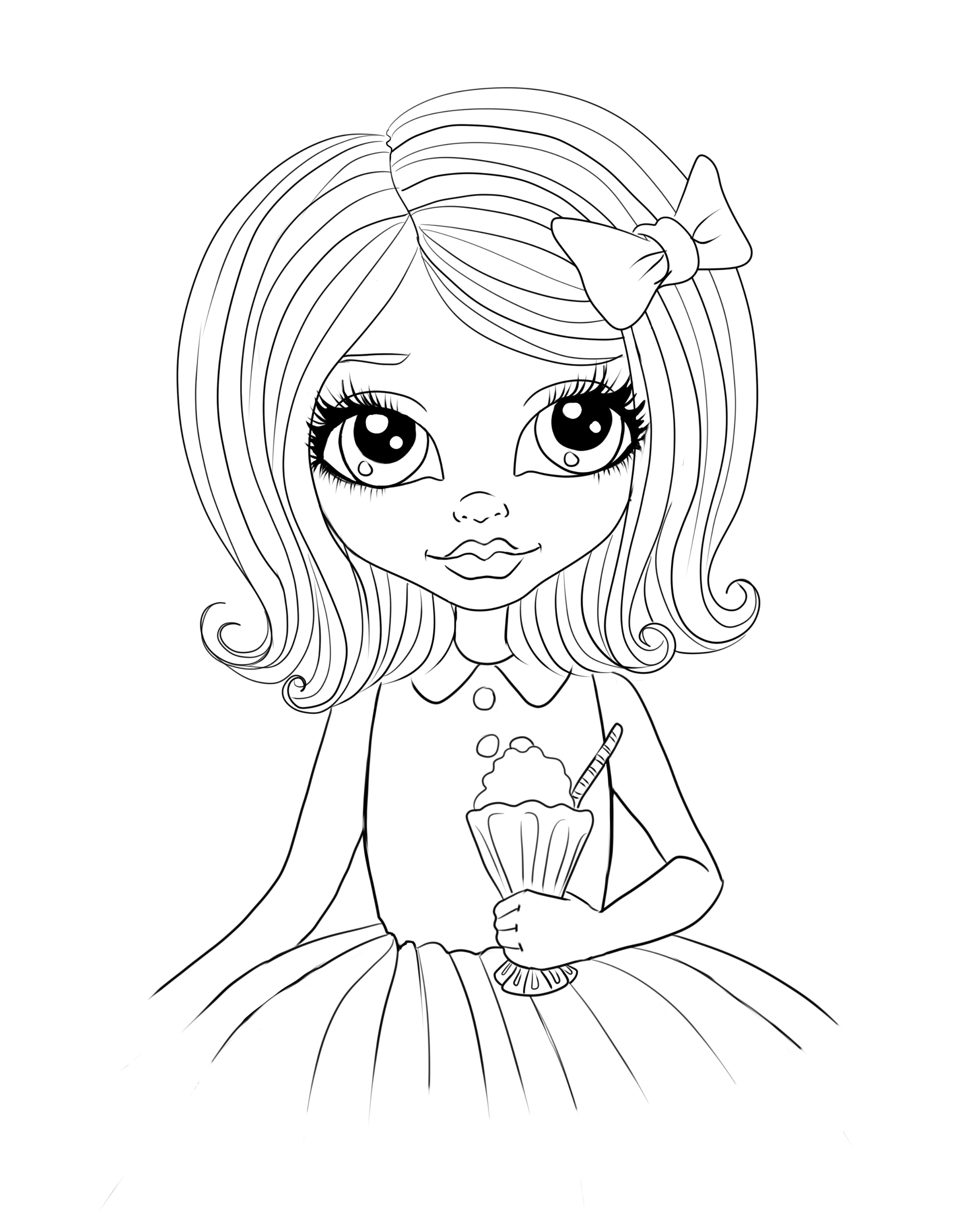 Free to Color 1950s Poodle Skirt Malt Shop