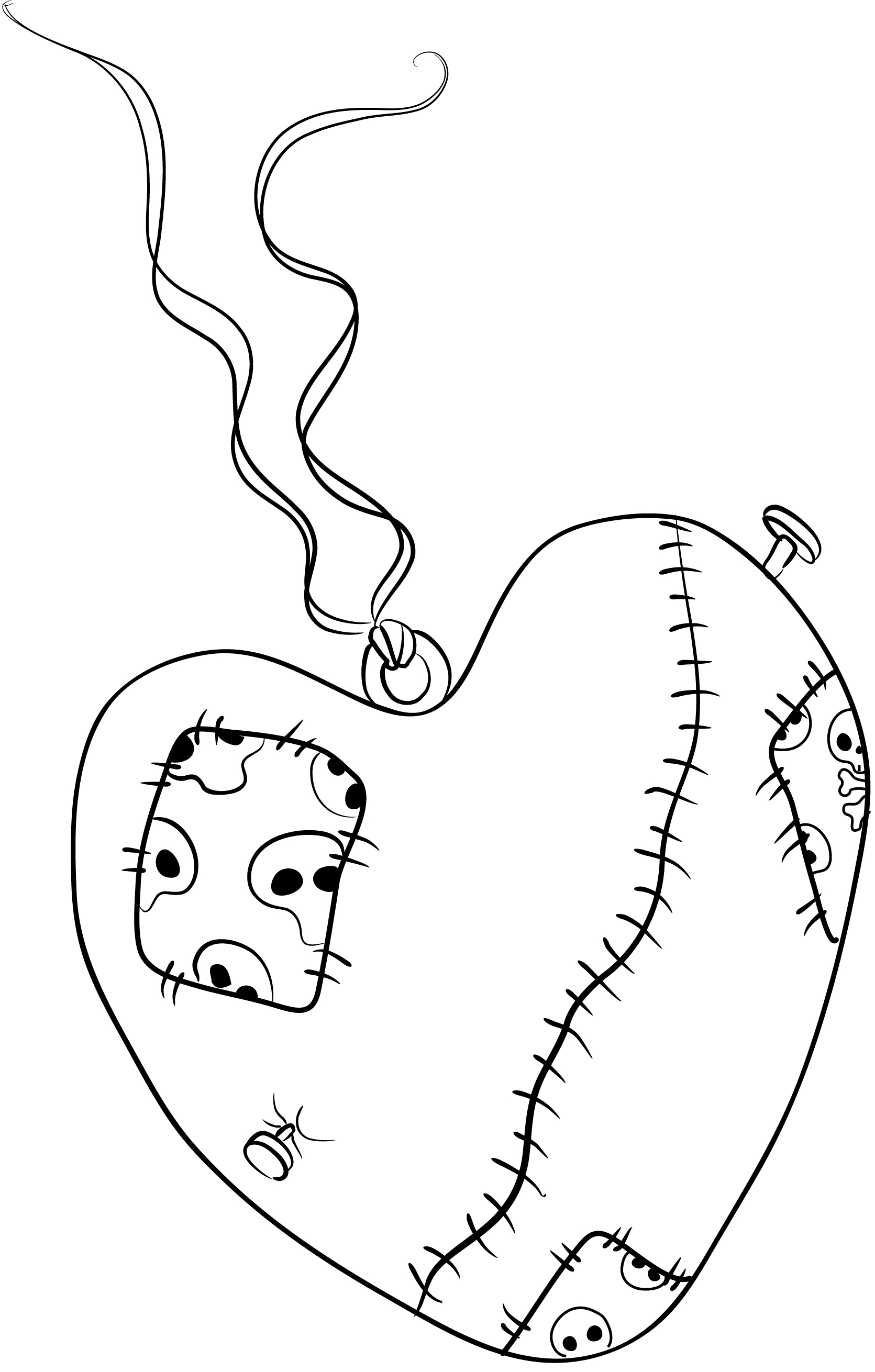 Free to Color Patchwork Heart on a String